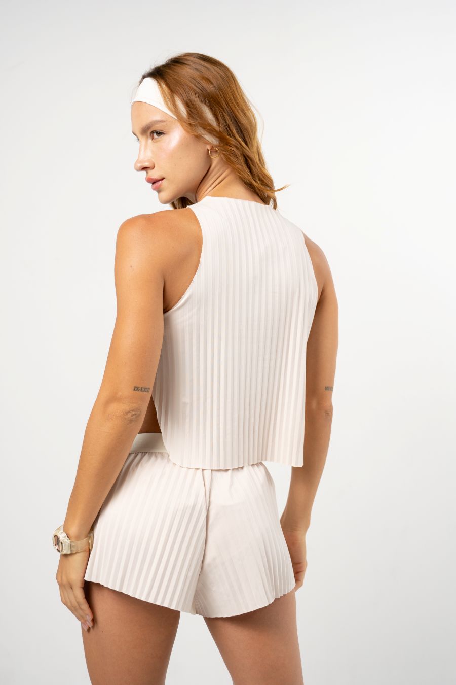 Pleat Tank Top Cream